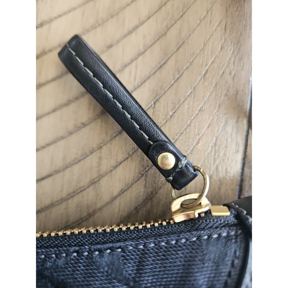 Coach Hobo Bag 11371 Black On Black Jaquard Leather Y2K Crescent C Logo Brass - Picture 6 of 16